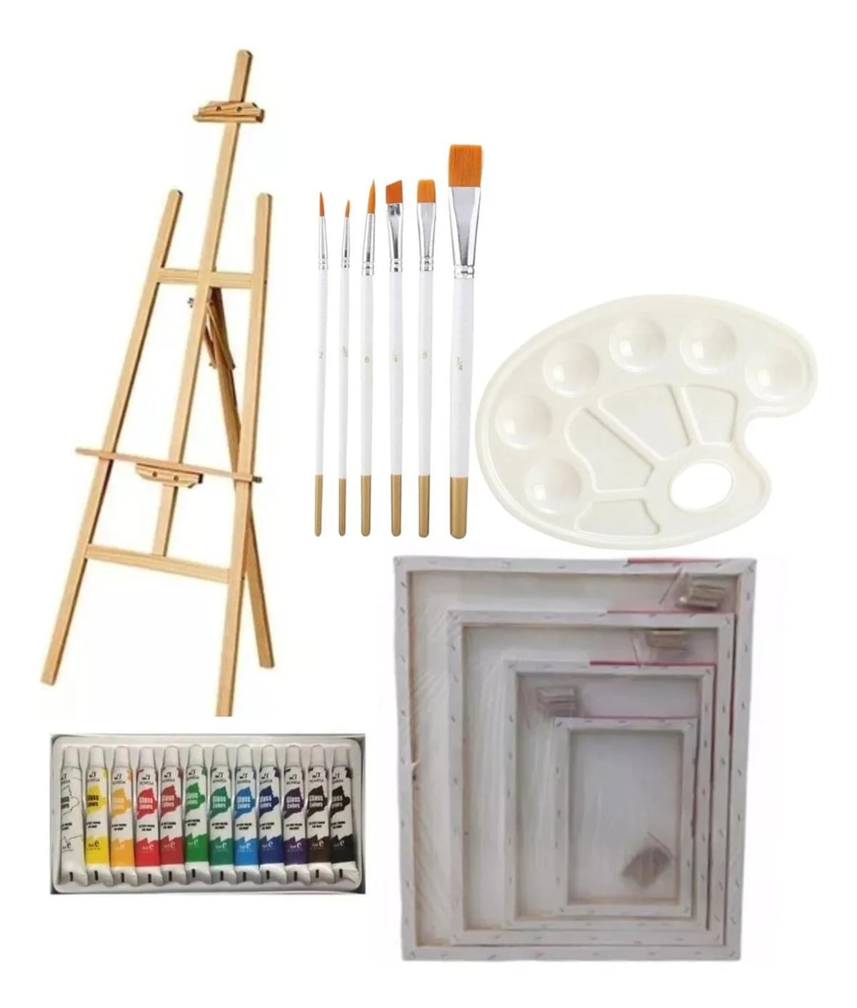 Set Arte Pintura Acrílico Atril 120 CM Madera