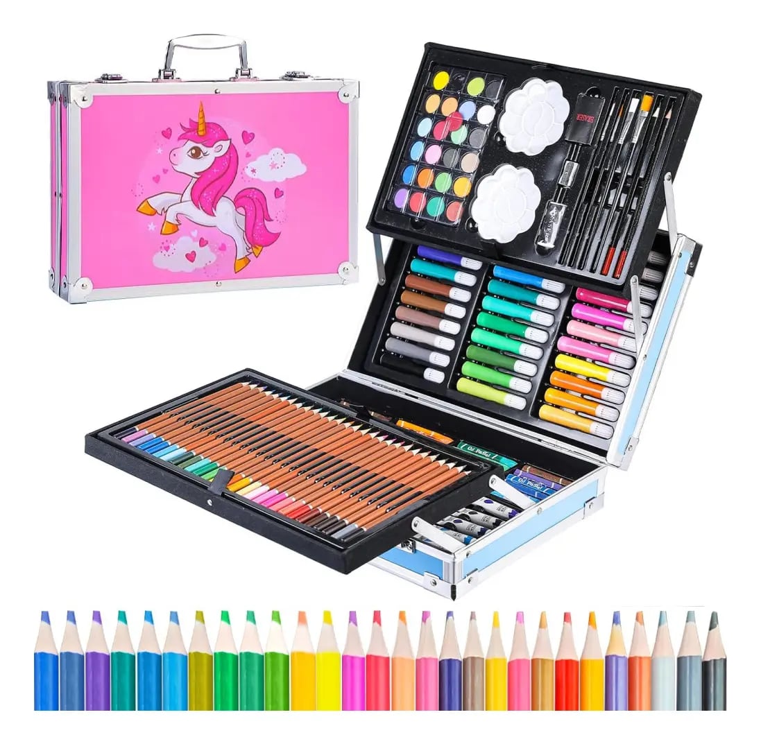 Set De Arte 145pcs Dibujo Profesional Niños Maletin Aluminio