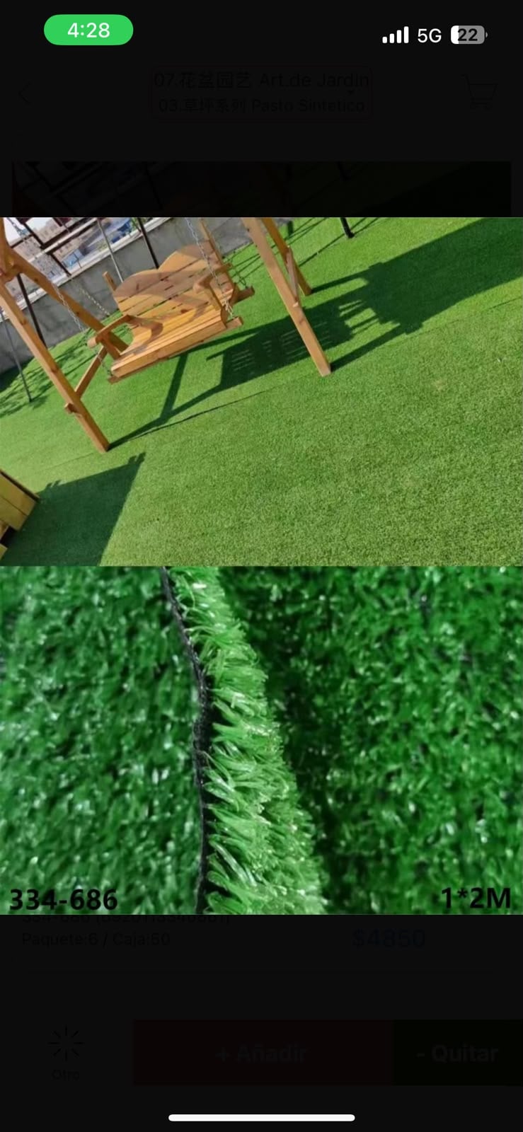 Pasto Sintético Rollo 1 × 4 m Césped Artificial